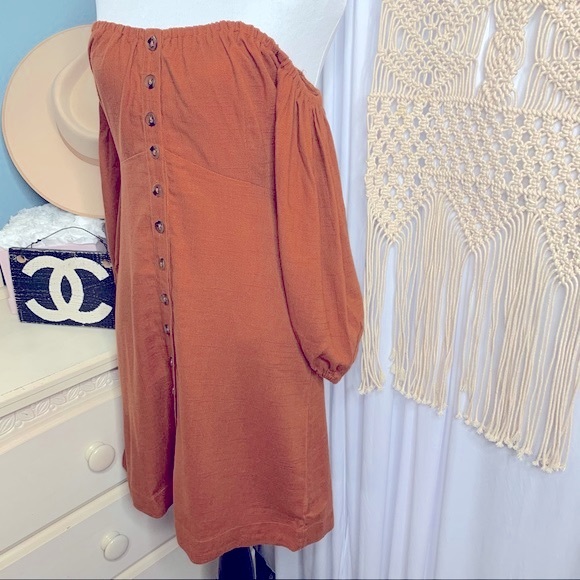 NWT Spell & the Gypsy Rani Mini Dress Rust Linen S - Picture 7 of 14